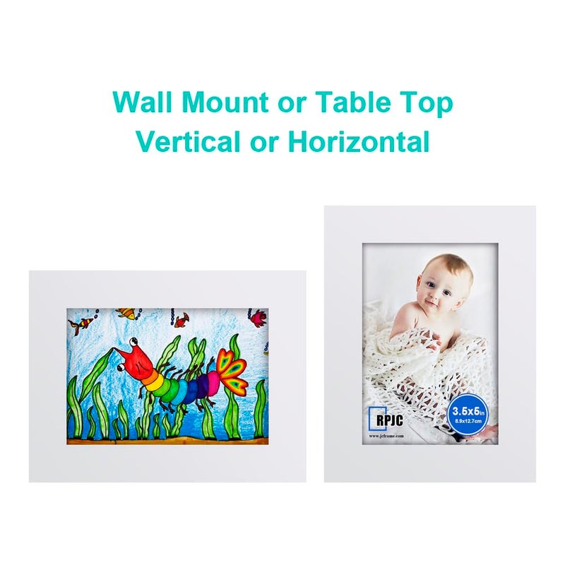 RPJC 3.5x5 inch Picture Frame Made of Solid Wood High Definition Glass for Table Top Display and Wall Mounting Photo Frame White - Image 5
